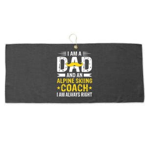 Dad Alpine Skiing Coach Funny Alpine Skiing Coach Large Microfiber Waffle Golf Towel