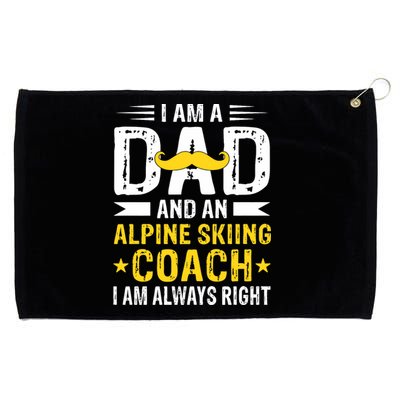 Dad Alpine Skiing Coach Funny Alpine Skiing Coach Grommeted Golf Towel