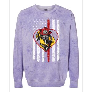 Dad And Son Firefighter Gift Colorblast Crewneck Sweatshirt