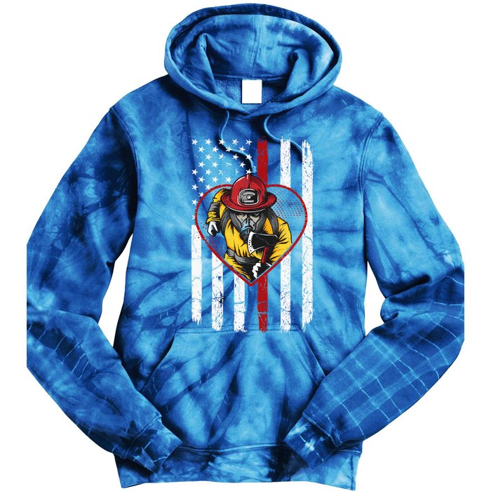 Dad And Son Firefighter Gift Tie Dye Hoodie