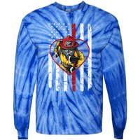 Dad And Son Firefighter Gift Tie-Dye Long Sleeve Shirt