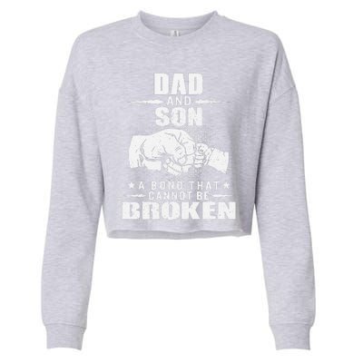 Dad And Son Unbreakable Bond Funny Fist Bump Daddy Papa Cropped Pullover Crew