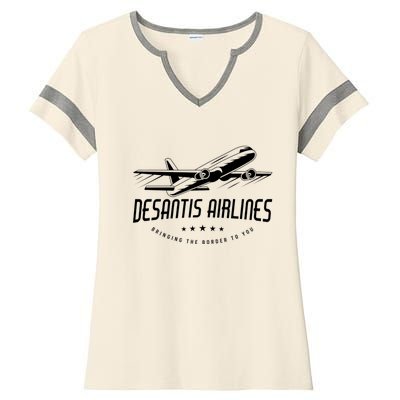 DeSantis Airlines Shirt, Bringing The Border To You Ladies Halftime Notch Neck Tee