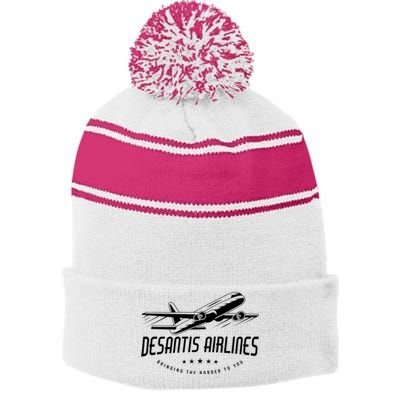 DeSantis Airlines Shirt, Bringing The Border To You Stripe Pom Pom Beanie