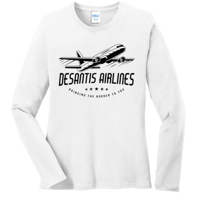 DeSantis Airlines Shirt, Bringing The Border To You Ladies Long Sleeve Shirt