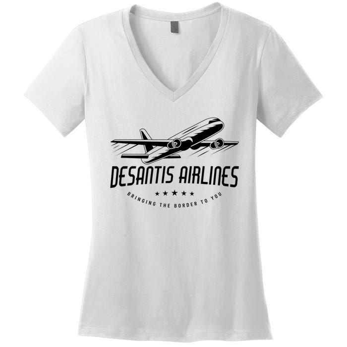 DeSantis Airlines Shirt, Bringing The Border To You Women's V-Neck T-Shirt