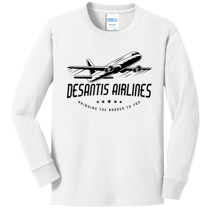 DeSantis Airlines Shirt, Bringing The Border To You Kids Long Sleeve Shirt