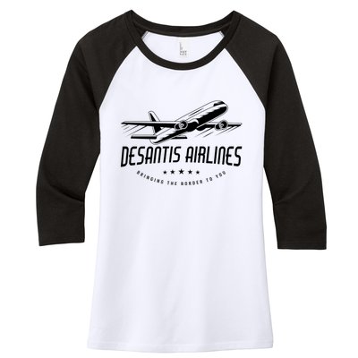 DeSantis Airlines Shirt, Bringing The Border To You Women's Tri-Blend 3/4-Sleeve Raglan Shirt