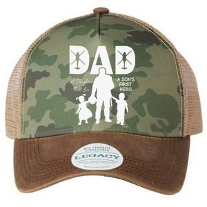 Dad A Sons First Hero A Daughters First Love Legacy Tie Dye Trucker Hat