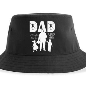 Dad A Sons First Hero A Daughters First Love Sustainable Bucket Hat