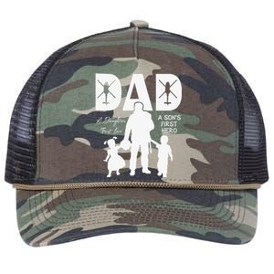 Dad A Sons First Hero A Daughters First Love Retro Rope Trucker Hat Cap