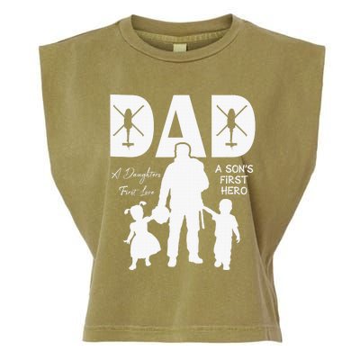 Dad A Sons First Hero A Daughters First Love Garment-Dyed Women's Muscle Tee