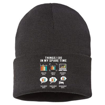 Data Analyst Statistic Scientist Funny Data Engineer Nerd Sustainable Knit Beanie