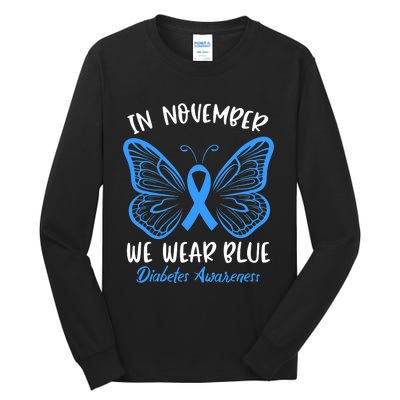 Diabetes Awareness 's Butterfly T1 T2 Tall Long Sleeve T-Shirt