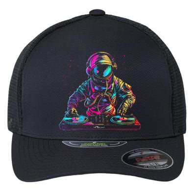 Dj Astronaut Space Edm Techno House Music Vinyl Record Funny Flexfit Unipanel Trucker Cap