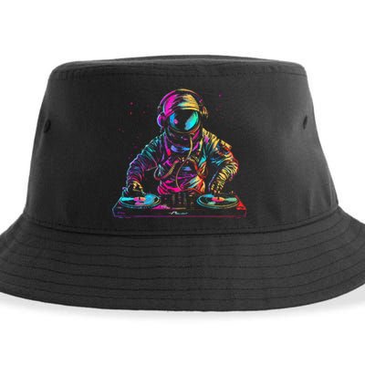 Dj Astronaut Space Edm Techno House Music Vinyl Record Funny Sustainable Bucket Hat