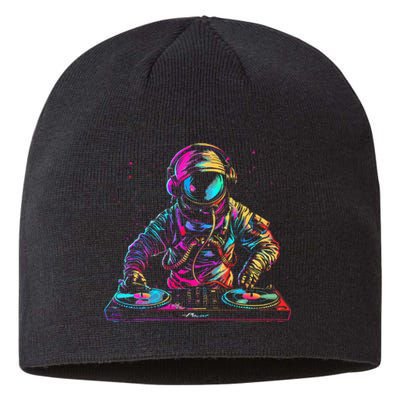 Dj Astronaut Space Edm Techno House Music Vinyl Record Funny Sustainable Beanie