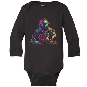 Dj Astronaut Space Edm Techno House Music Vinyl Record Funny Baby Long Sleeve Bodysuit