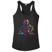 Dj Astronaut Space Edm Techno House Music Vinyl Record Funny Ladies PosiCharge Competitor Racerback Tank