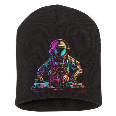 Dj Astronaut Space Edm Techno House Music Vinyl Record Funny Short Acrylic Beanie