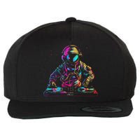 Dj Astronaut Space Edm Techno House Music Vinyl Record Funny Wool Snapback Cap