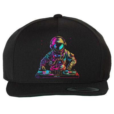 Dj Astronaut Space Edm Techno House Music Vinyl Record Funny Wool Snapback Cap