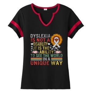 Dyslexia Awareness See World Unique Not Disability Sunflower Gift Ladies Halftime Notch Neck Tee