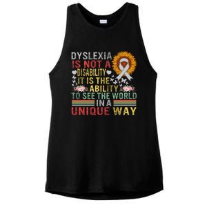 Dyslexia Awareness See World Unique Not Disability Sunflower Gift Ladies PosiCharge Tri-Blend Wicking Tank