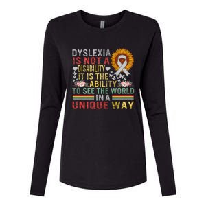 Dyslexia Awareness See World Unique Not Disability Sunflower Gift Womens Cotton Relaxed Long Sleeve T-Shirt