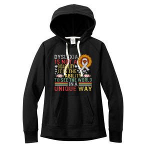 Dyslexia Awareness See World Unique Not Disability Sunflower Gift Women's Fleece Hoodie