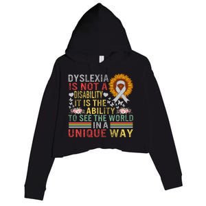 Dyslexia Awareness See World Unique Not Disability Sunflower Gift Crop Fleece Hoodie