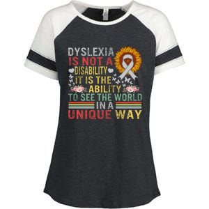 Dyslexia Awareness See World Unique Not Disability Sunflower Gift Enza Ladies Jersey Colorblock Tee