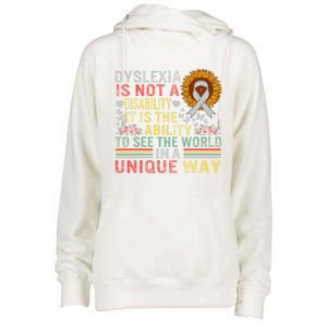 Dyslexia Awareness See World Unique Not Disability Sunflower Gift Womens Funnel Neck Pullover Hood