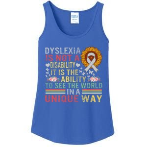 Dyslexia Awareness See World Unique Not Disability Sunflower Gift Ladies Essential Tank