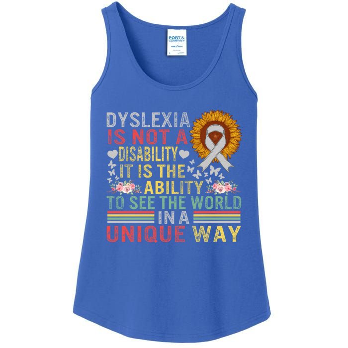 Dyslexia Awareness See World Unique Not Disability Sunflower Gift Ladies Essential Tank