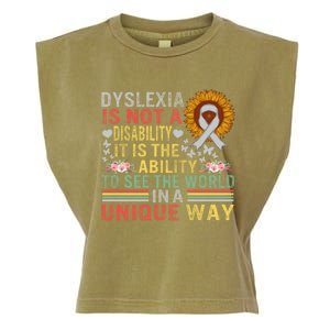 Dyslexia Awareness See World Unique Not Disability Sunflower Gift Garment-Dyed Women's Muscle Tee