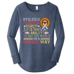 Dyslexia Awareness See World Unique Not Disability Sunflower Gift Women's Perfect Tri Tunic Long Sleeve Shirt