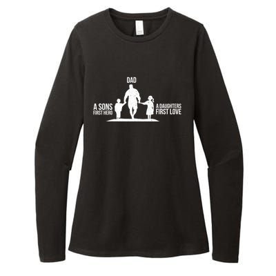 Dad A Sons First Hero A Daughters First Love Gift Womens CVC Long Sleeve Shirt