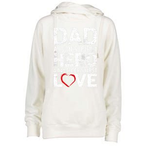 Dad A Sons First Hero A Daughters Love FatherS Day Heart Meaningful Gift Womens Funnel Neck Pullover Hood