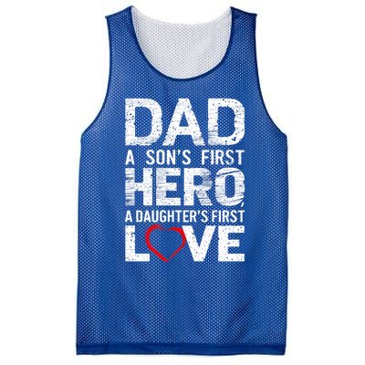 Dad A Sons First Hero A Daughters Love FatherS Day Heart Meaningful Gift Mesh Reversible Basketball Jersey Tank