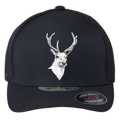 Deer Antlers Stag Head Flexfit Unipanel Trucker Cap