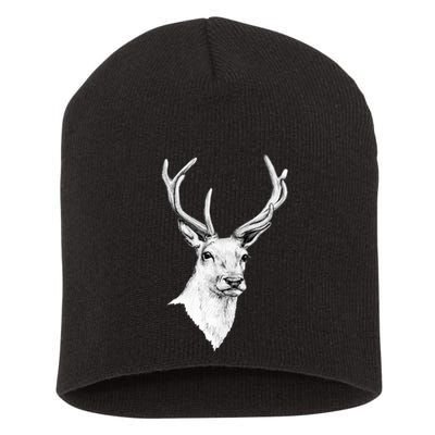 Deer Antlers Stag Head Short Acrylic Beanie