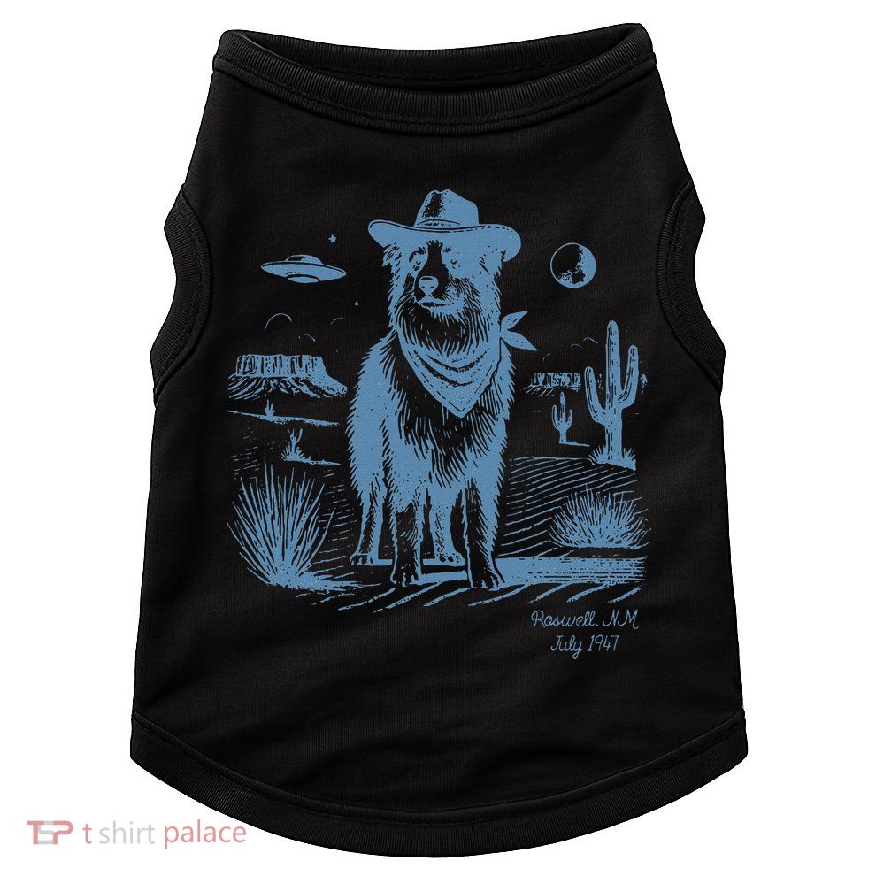 Dog Australian Shepherd Aussie Vintage Ufo Western Cowboy Doggie Tank