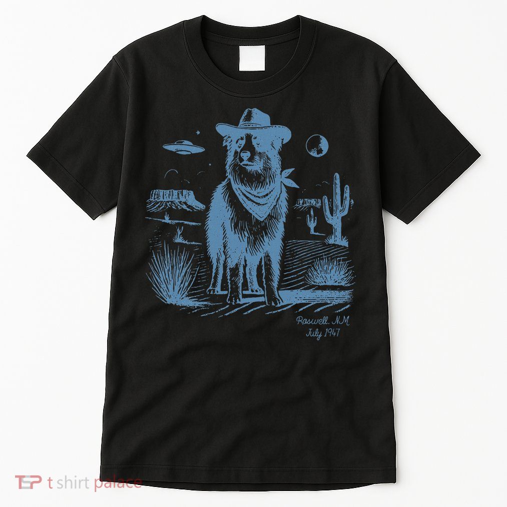 Dog Australian Shepherd Aussie Vintage Ufo Western Cowboy Tall T-Shirt