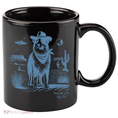 Dog Australian Shepherd Aussie Vintage Ufo Western Cowboy 11oz C Handle Ceramic Mug