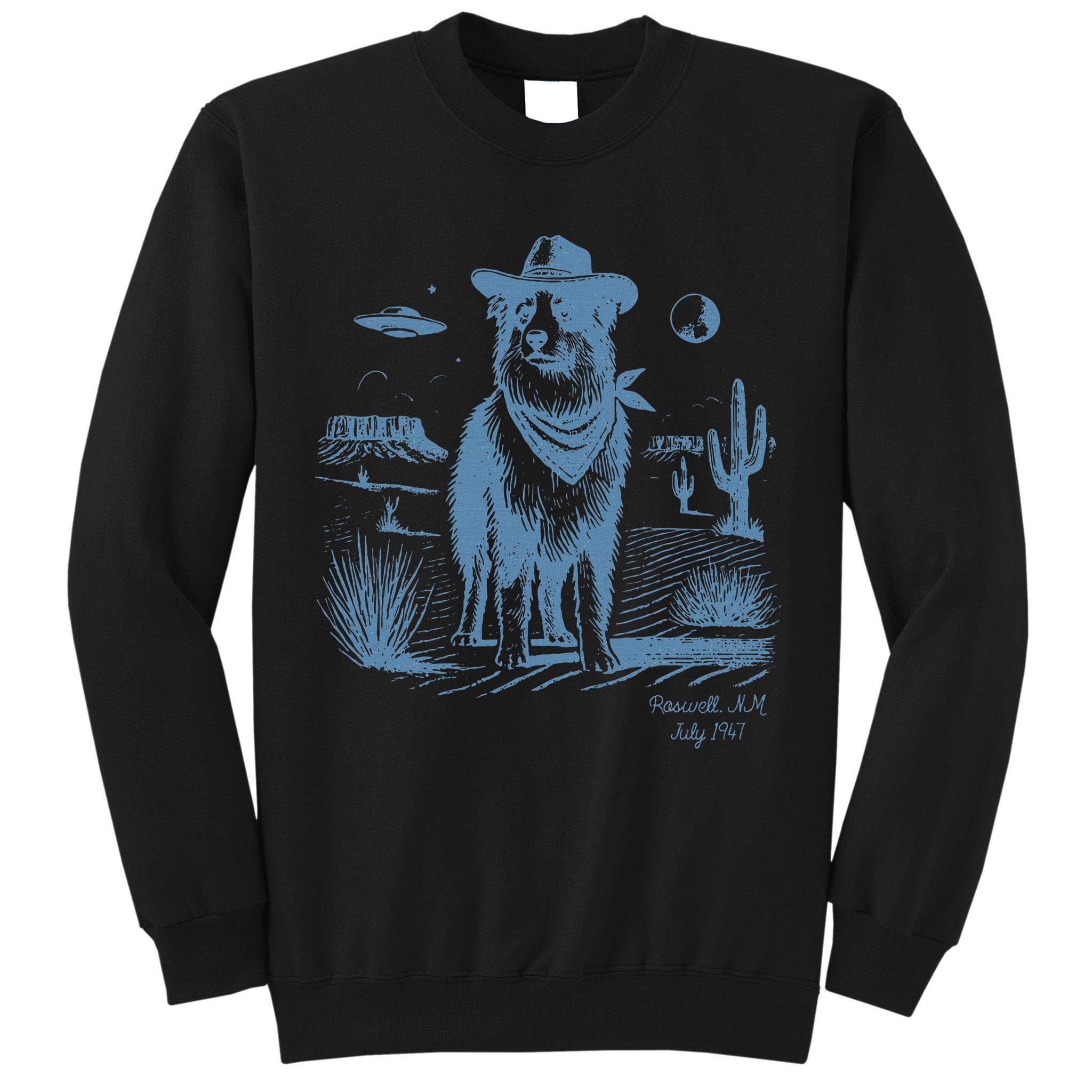 Dog Australian Shepherd Aussie Vintage Ufo Western Cowboy Tall Sweatshirt