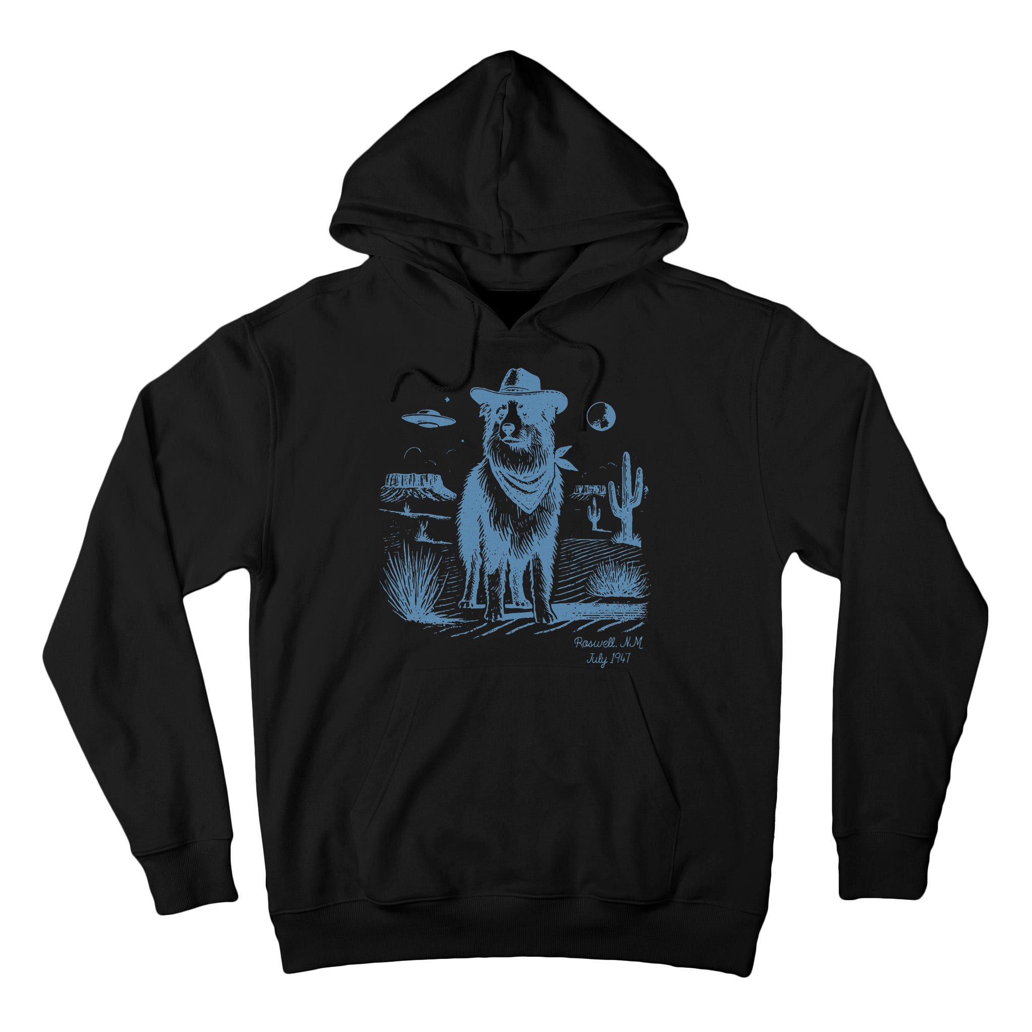 Dog Australian Shepherd Aussie Vintage Ufo Western Cowboy Tall Hoodie