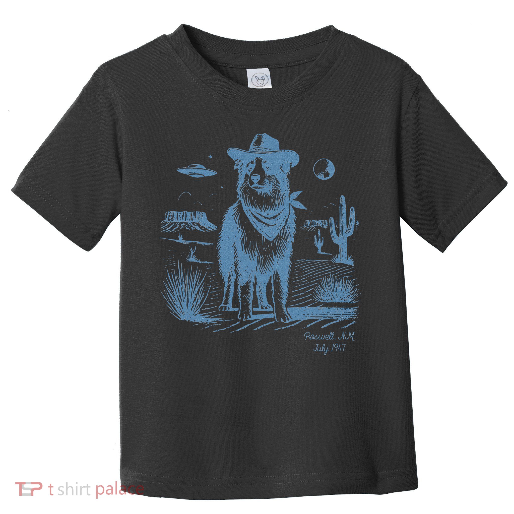 Dog Australian Shepherd Aussie Vintage Ufo Western Cowboy Toddler T-Shirt