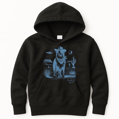 Dog Australian Shepherd Aussie Vintage Ufo Western Cowboy Kids Hoodie