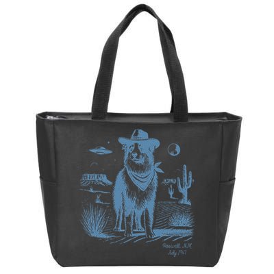 Dog Australian Shepherd Aussie Vintage Ufo Western Cowboy Zip Tote Bag